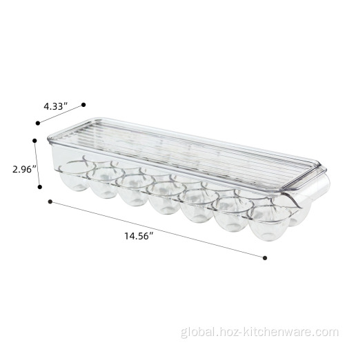 Fridge Organization Bins 14 Eggs Tray Holder with Lid & Handles Supplier